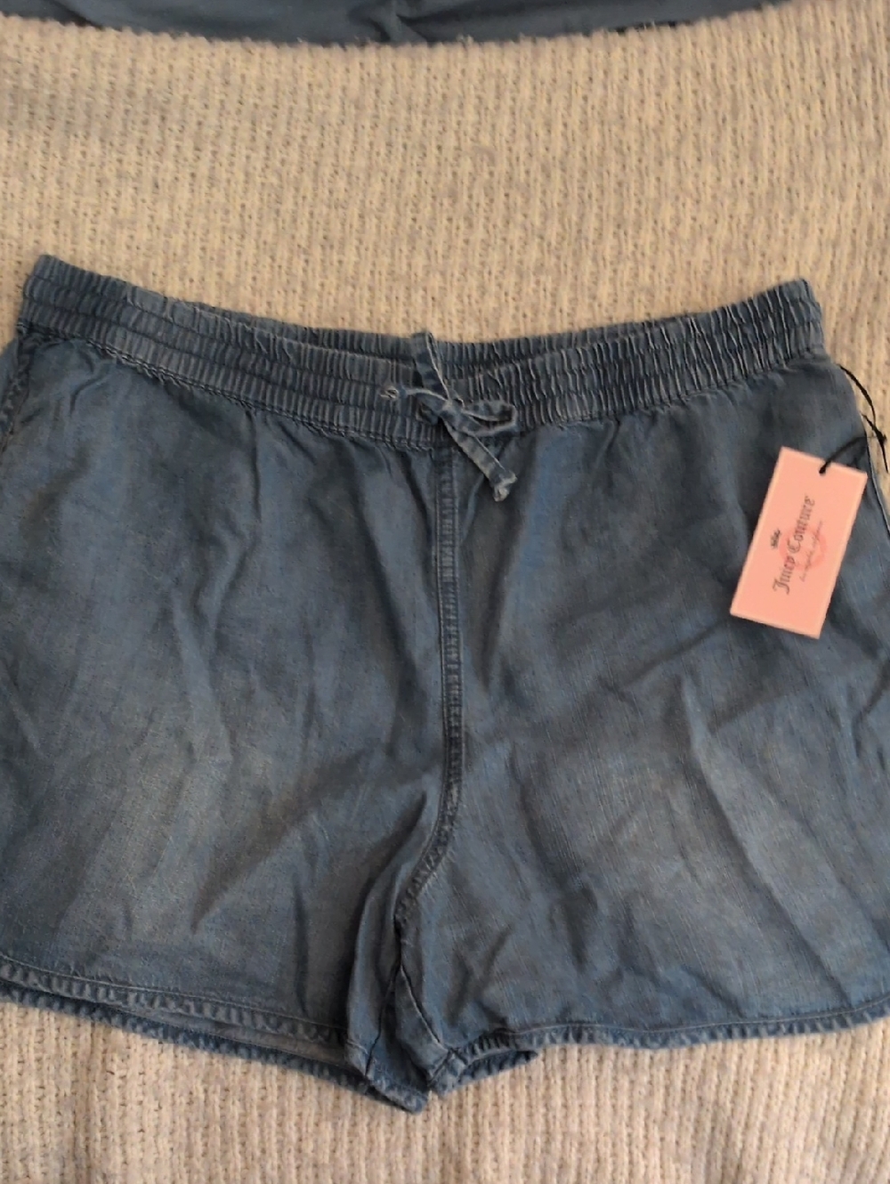 Juicy Couture Drawstring Shorts Blue Indigo Size Large NEW NWT
